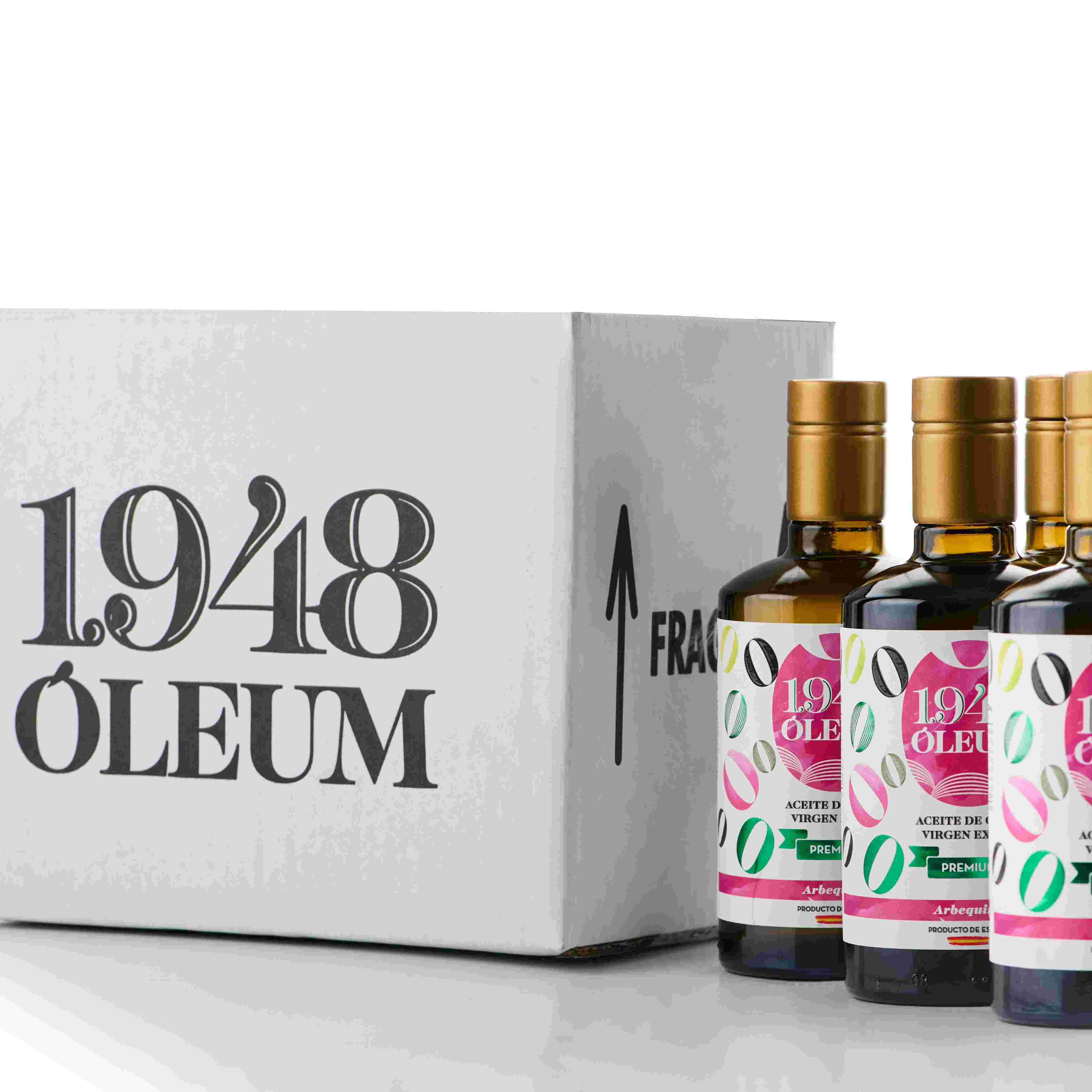 Caja de 6 botellas de aceite de oliva virgen extra premium arbequina